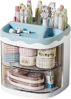 K.B.SALES 6 Compartments plastic Storage Box for Desk(Blue)