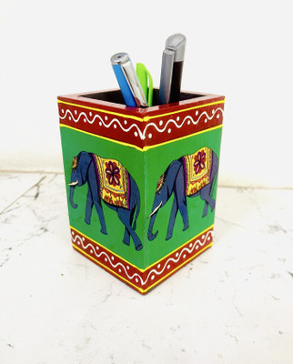 Mehta Woodpecker Enterprises 10 Compartments MDF Wood Pen Stand(Multicolor)
