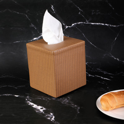 The Home Co 2 Compartments Leatherette Tissue Box(Brown)