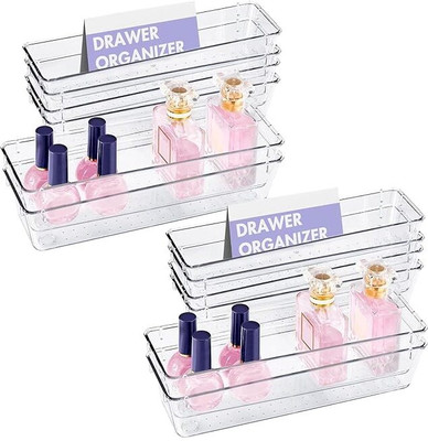 ExeQianming 12 Compartments Plastic Clear Plastic Drawer Jewellery, Cosmetic, Kitchen & Office(Clear)