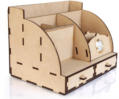 PRIYANSHM IMPEX 5 Compartments Wooden Pen Stand(Beige)