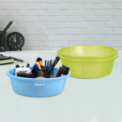 HOMESTIC by Kuber Industries 3 Compartments Plastic Desk Organizer(Green & Sky Blue)