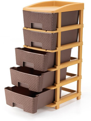 MAHADEV ENTERPRISE 5 Compartments PLASTIC CABINET(Brown)