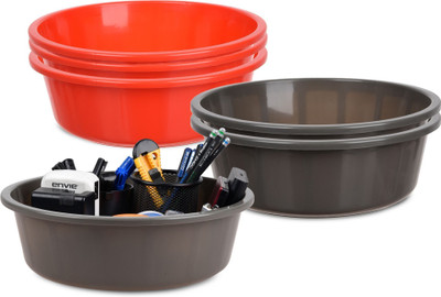 Aaarsh Store 1 Compartments Plastic Desk Organizer(Red, Grey)