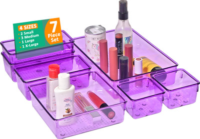 KUBER INDUSTRIES 7 Compartments Acrylic Desk Organiser(Black)