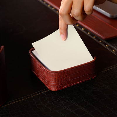 Three Sixty 1 Compartments Leather Memo Holder(Maroon)