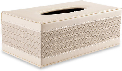 AARVIDECOR 1 Compartments Faux Leather Tissue Holder(Off-White)