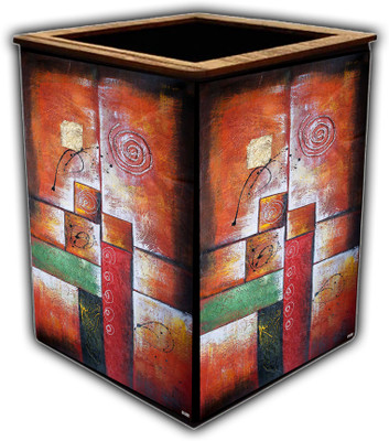 pnf 1 Compartments wooden Poster N frames Colourful Wooden Pen Stand with photo of Abstract Art -5455(Multicolor)