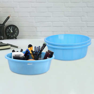 HOMESTIC by Kuber Industries 3 Compartments Plastic Desk Organizer(Sky Blue)