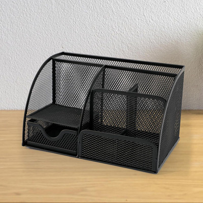 KUBER INDUSTRIES 3 Compartments Iron Office TYPE(Black)