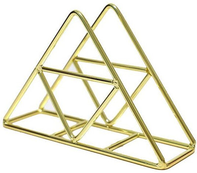 Augen 1 Compartments Metal Triangle Napkin Holder Tissue Box for Bathroom Home Kitchen Restaurant(Gold)