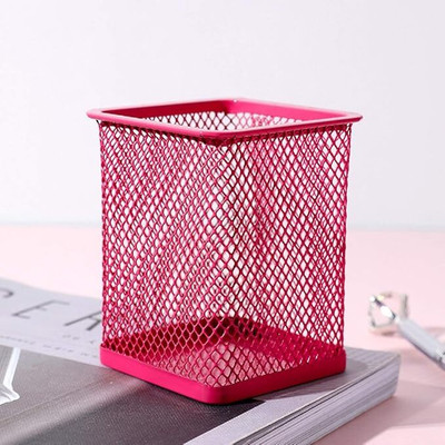 HomeAra 1 Compartments Metal Pen Stand(Pink)