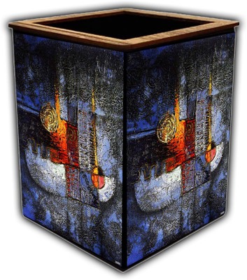 pnf 1 Compartments wooden Poster N frames Colourful Wooden Pen Stand with photo of Abstract Art -2255(Multicolor)