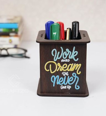 Radhya Creation 1 Compartments Wooden Pen /Pencils Holder/Office Desk Organizer-Home Desk Organizer Pen Stand(Brown)