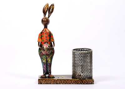 Bhavya Art and Craft 1 Compartments Iron Pen Stand(Multicolor)