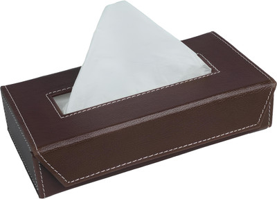 tinytoyz 1 Compartments Car Tissue Box Holder PU Leather with 100 Pulls Cotton Rags Tissue Multipurpose TISSUE PAPER HOLDER(Chocalate)