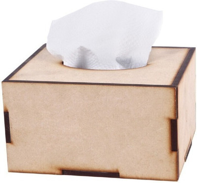 JAI SHRI 1 Compartments wooden tissue holder(Brown)