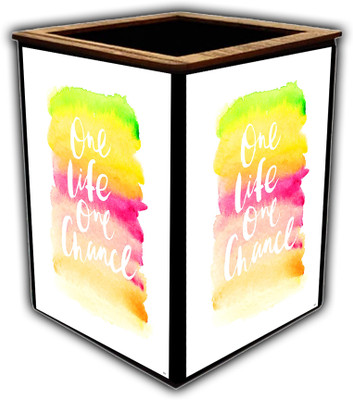 pnf 1 Compartments wooden Poster N Frames Colourful Wooden Pen Stand with Self Motivation Quotes-107(Multicolor)