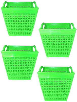 Prateek Kitchenware 1 Compartments Plastic Desk Organizer Basket Storage Box for Bedroom, Office for Table Pack Of 4(Green)