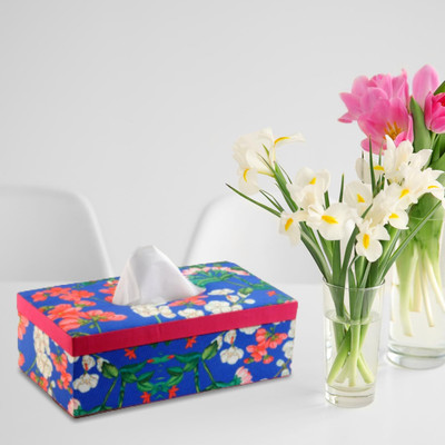 SEJ by Nisha Gupta 1 Compartments Wooden Tissue Box Holder | Tissue Box for Gifting | Car Tissues Box(Blue)