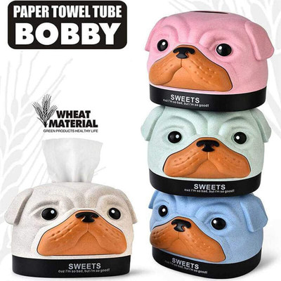 Estervig 1 Compartments Plastic 3D Dog Shape Car Tissue Box Holder - Creative Napkin Holder for Home, Office(Multicolor)