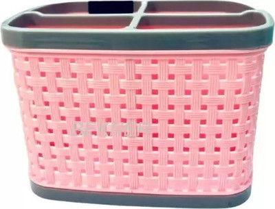 Aglor 4 Compartments plastic pen and pencil stand(Pink)
