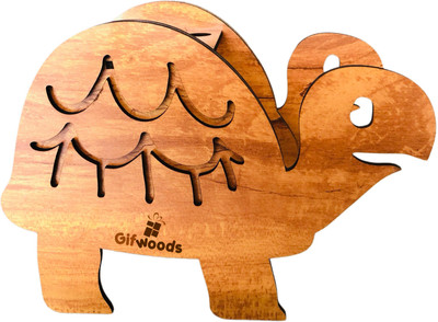 Gifwoods 1 Compartments Wooden Tortoise Pen Stand(Brown)