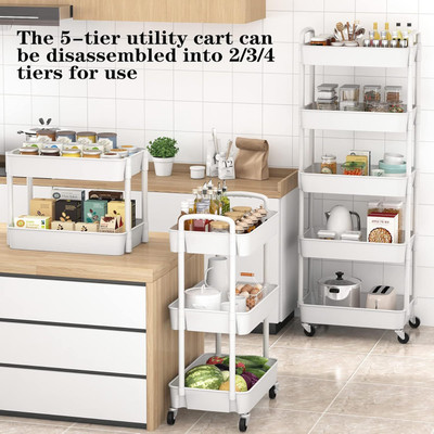 UKRANIEZ 5 Compartments Plastic, ABS Multipurpose Storage Organizer Shelf | Modular Onion Potato Basket(White)