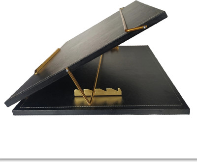 Novelty Store 1 Compartments Leather Height Adjustable Desk Laptop Stand | Writing Pad(Black)