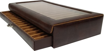 Essart 30 Compartments PU Leather Pen Stand(Brown)