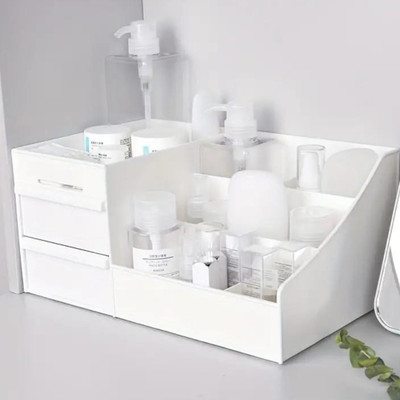 Charmpeak 7 Compartments Plastic Stationery and Cosmetic Desktop Drawer Storage organizer for Dressing Table & Stationery items(White)