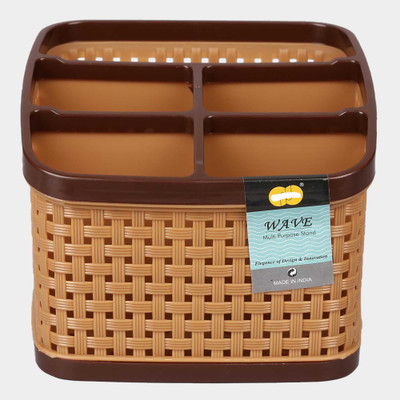 Breyers 5 Compartments Virgin Plastic Multipurpose stand office kitchen home(Brown)