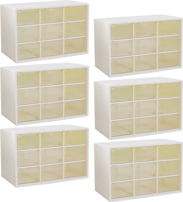 KUBER INDUSTRIES 9 Compartments PP Desk Organizer(White)