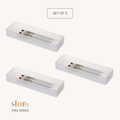 stor 0 Compartments Polypropylene Pen Stand(Frosted White)