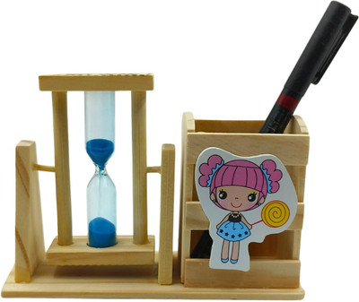 YuviKrissh 1 Compartments Wooden Pen Stand(Multicolor)