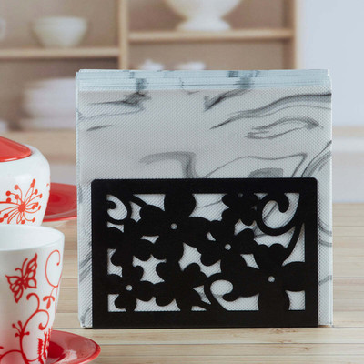 Kookee 1 Compartments Metal Tissue Paper Holder(Black)