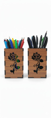 WoodenFly 1 Compartments Wooden Pen Holder(Brown)