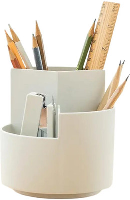 IMPRONOW 3 Compartments Plastic Pen & Pencil Holders(White)