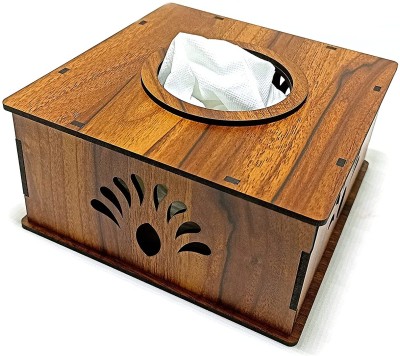 MANKI SALES 1 Compartments Wood Wooden Tissue Paper Box Holder(Brown)