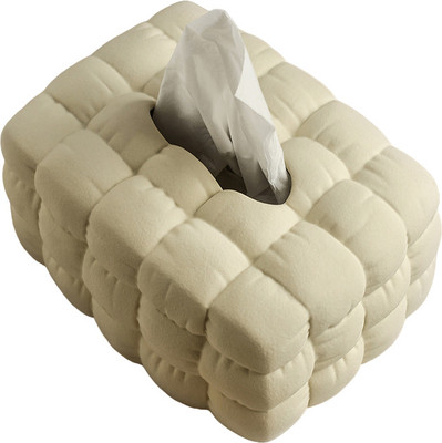 Silver Martini 1 Compartments Porcelain Tissue Holder(Cream)
