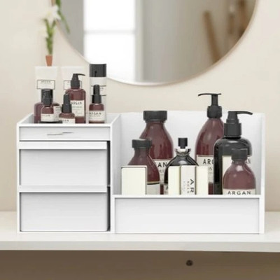Charmpeak 7 Compartments Elegant Plastic Drawer Box for Stationery & Beauty Items Drawer organizer box(White)