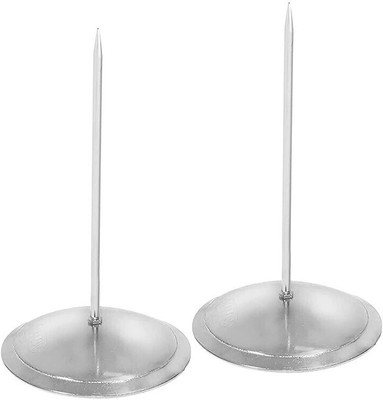NISUN 1 Compartments Stainless Steel 2 Pack 180mm Long Stainless Steel Desk Straight Rod Paper memo Holder Bill Fork(Silver)