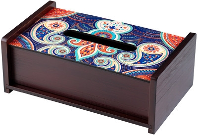 KOLOROBIA Wooden 1 Compartments Wood Tissue Box(Multicolor)