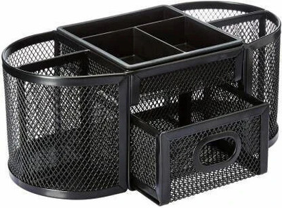 FosCadit 8 Compartments Metal Mesh Desk Organizers(Black)