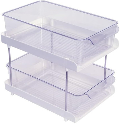 Shiswa 2 Compartments Polypropylene, Plastic, Metal Multipurpose Organizer Suitable For Bathroom, Stationary, Kitchen, Dressing Room(White)
