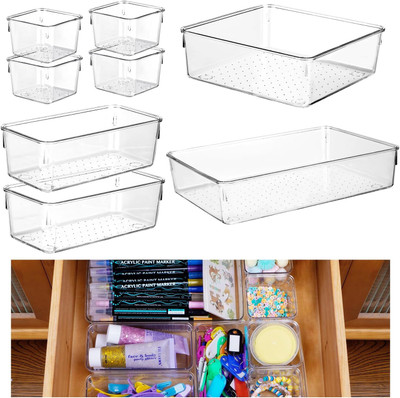 ON GATE 8 Compartments Plastic Makeup Box Desk Drawer Organizer Trays(Traspernet)