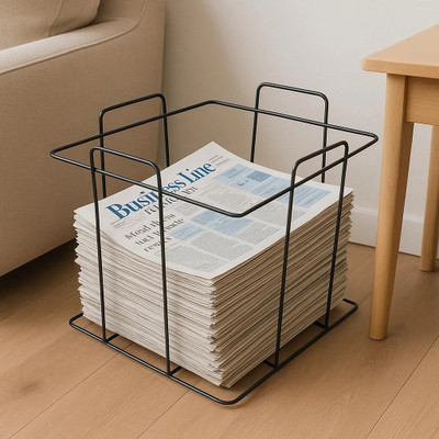 GREEZMAN 1 Compartments Iron newspaper rack(Black)