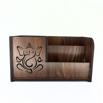 The Gifting Kingdom 3 Compartments MDF Ganesh Ji Penstand(Brown)