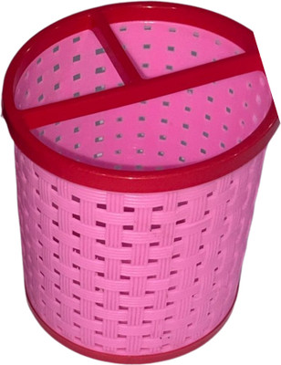 kikigod 3 Compartments Plastic Stationery Organizer(Pink)