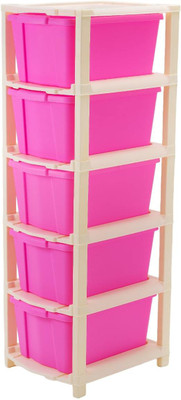 Pinkwhale 5 Compartments Plastic Modular Drawer(Pink)